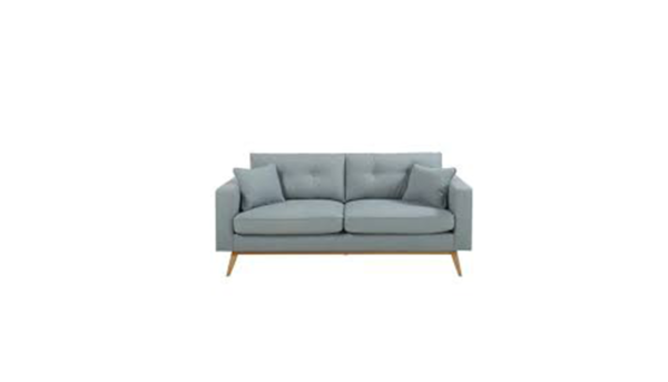 Light green sofa with wooden legs